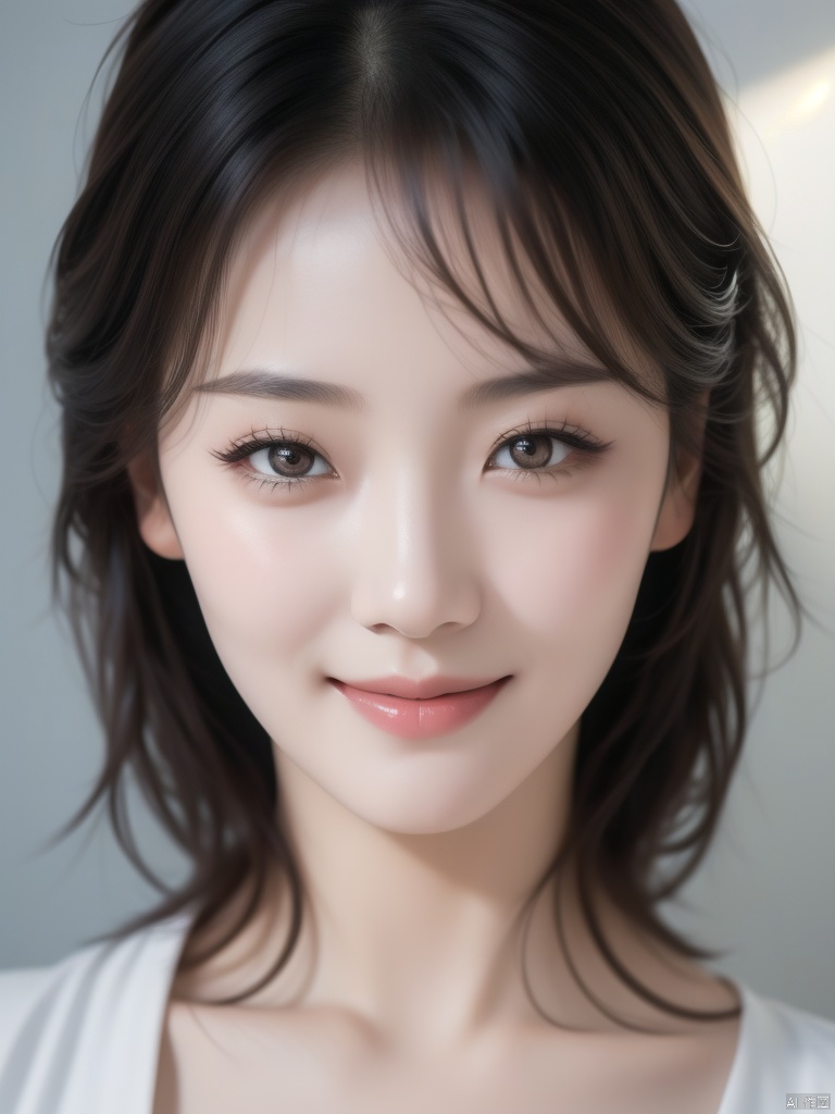(masterpiece, best quality, high resolution),1 chinese girl,black hair,beautiful detailed eyes,cinematic angle,soft light,extremely detailed face,long eyelashes,skin details,light smile,looking at viewer,light and shadow details,
