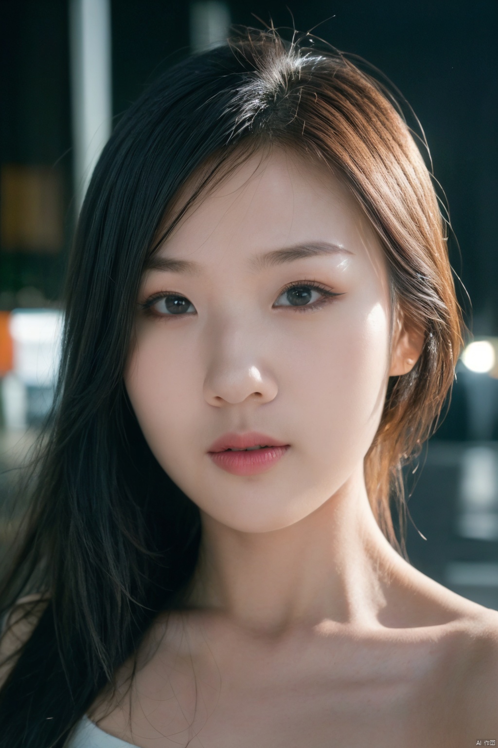 (RAW photo, 4k, realistic, exquisitely detailed skin),masterpiece,best quality,unity 8k wallpaper,ultra detailed,cinematic look,natural skin texture,extremely realistic skin texture,finely detailed face,(film grain:1.2),cinematic angle,Fujifilm XT3,,(highlydetailed),(night scene),(street corner),(1girl),(detailed lighting),(contrast),(mysterious atmosphere),,vivid illumination,,masterful technique,,harmonious composition,,immersive atmosphere,,stunning visuals,
