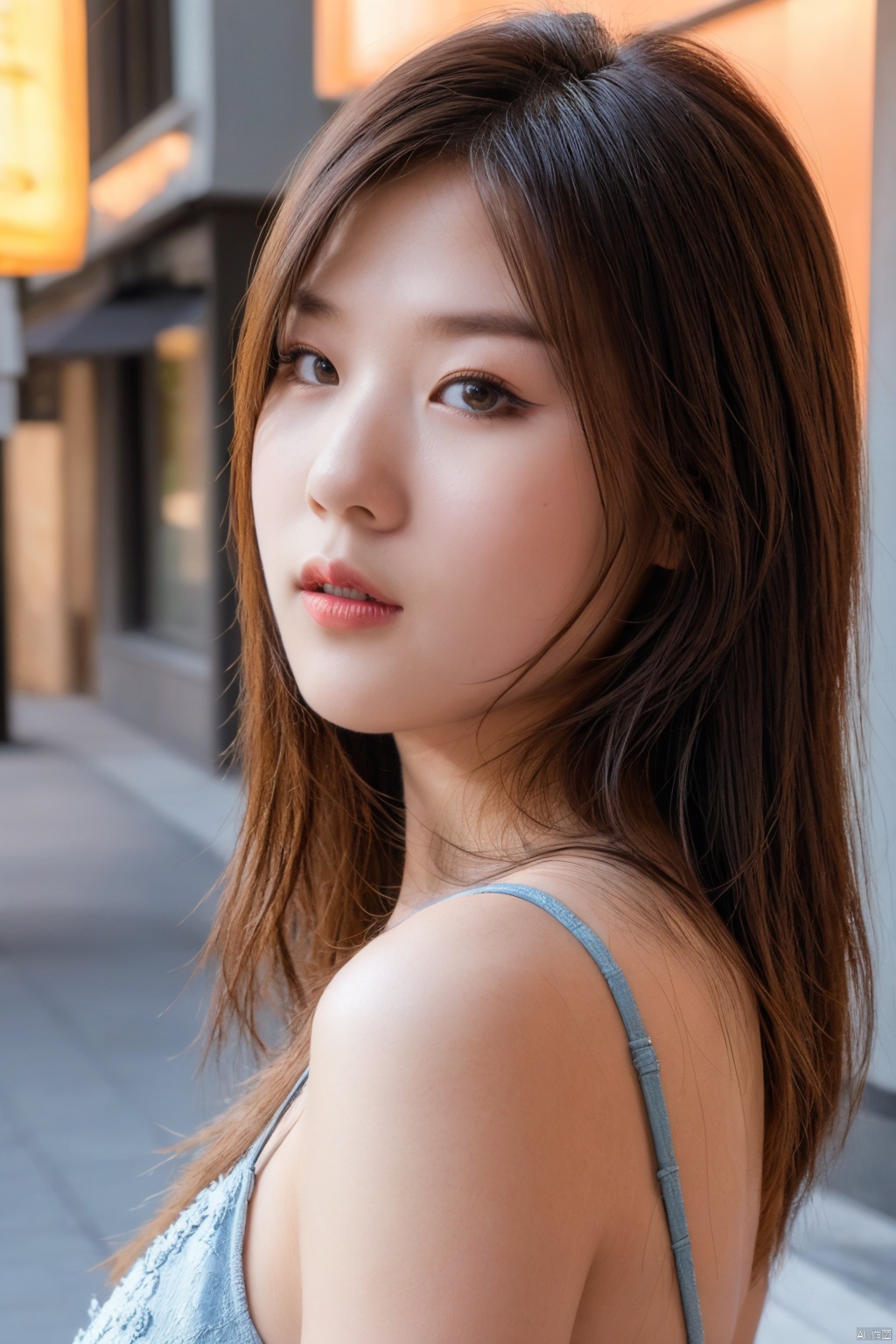 (RAW photo, 4k, realistic, exquisitely detailed skin),masterpiece,best quality,unity 8k wallpaper,ultra detailed,cinematic look,natural skin texture,extremely realistic skin texture,finely detailed face,(film grain:1.2),cinematic angle,Fujifilm XT3,,(highlydetailed),(night scene),(street corner),(1girl),(detailed lighting),(contrast),(mysterious atmosphere),,vivid illumination,,masterful technique,,harmonious composition,,immersive atmosphere,,stunning visuals,
