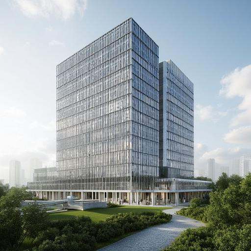 Vertical,  Spectacular overlook of a modern building in urbun,  modern_design on Tensor.Art