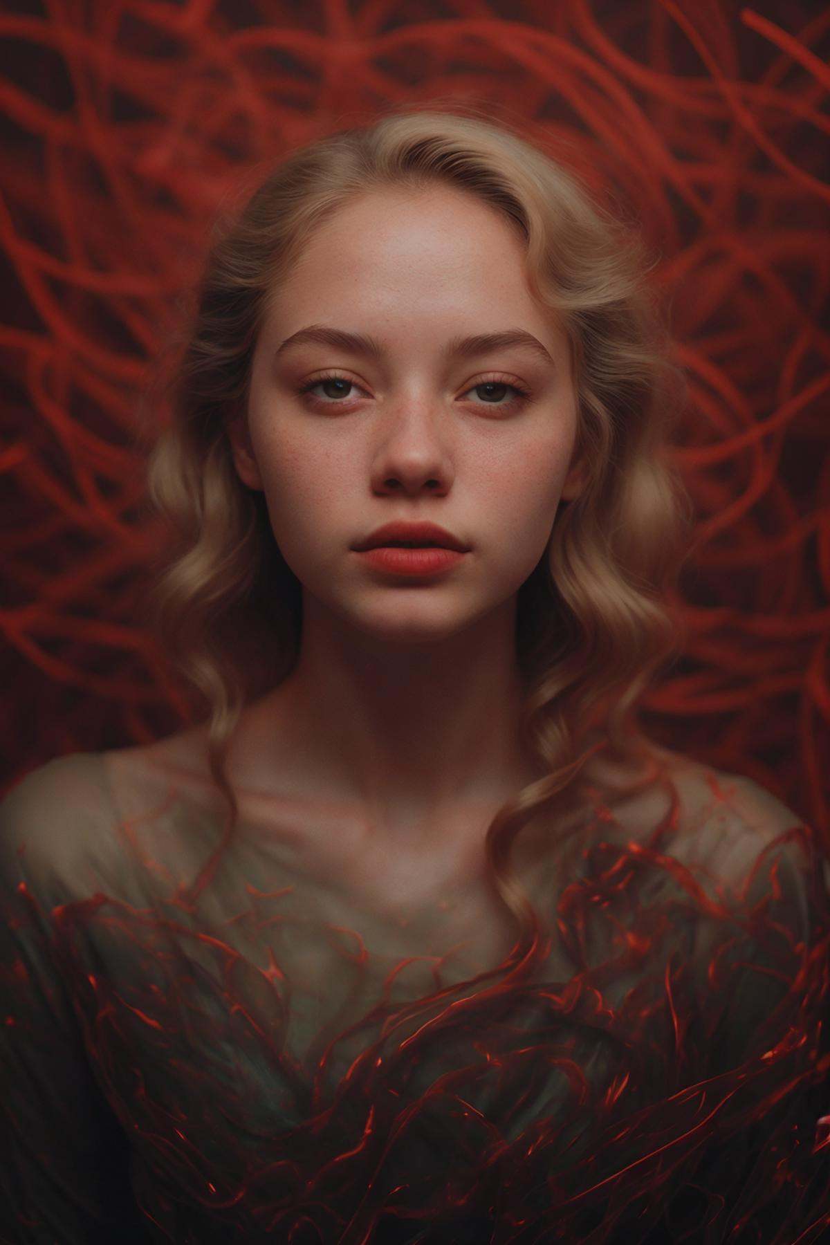 glowing,  light trails,  flowing red lines on Tensor.Art