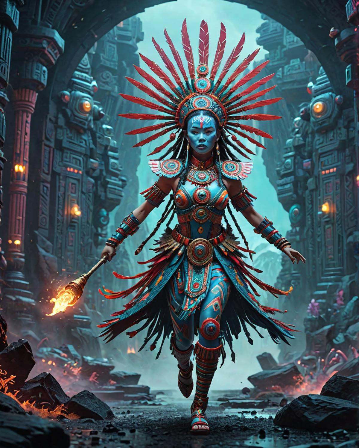 concept art,  shaman Running,  cultural on Tensor.Art
