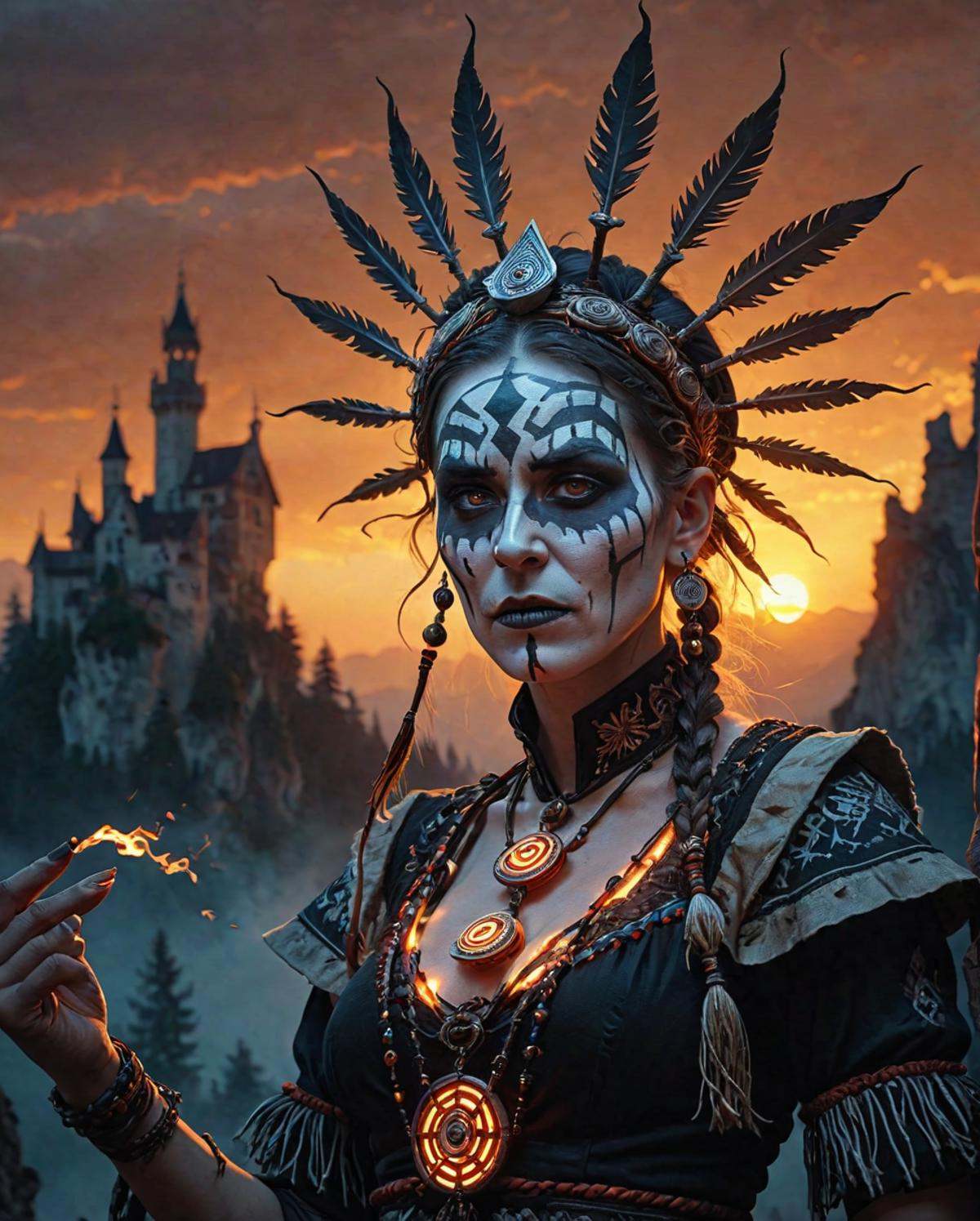 concept art,  Bavarian shaman,  the Woman is Foul and Popular on Tensor.Art
