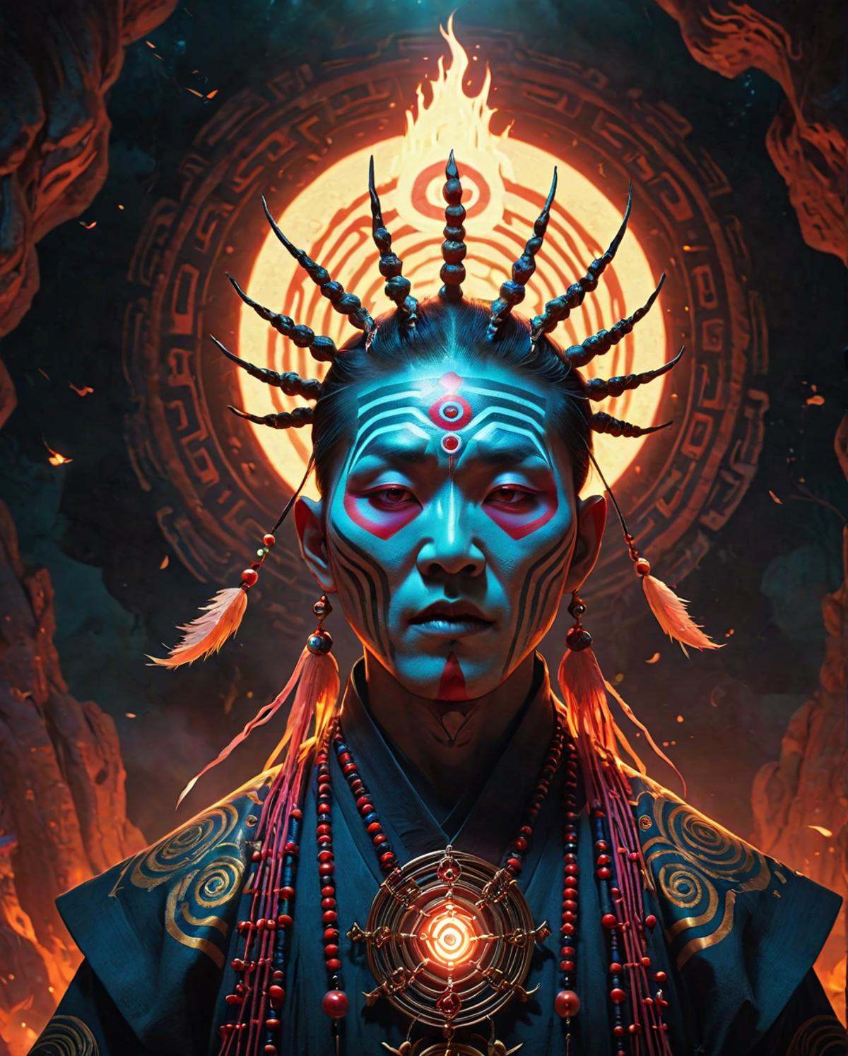 concept art,  Horrifying Korean shaman,  luminous atmosphere on Tensor.Art