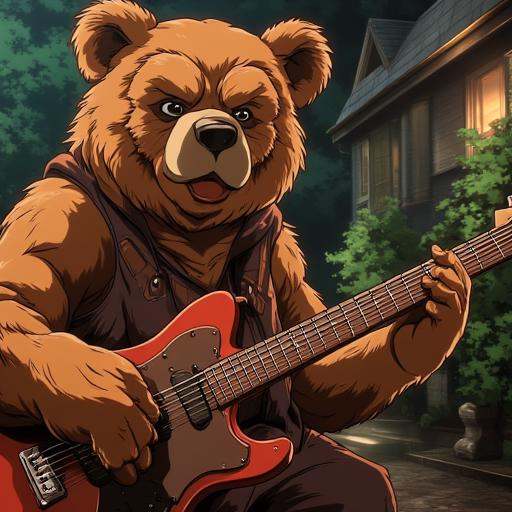 A extreamly detailed bear playing a guitar on Tensor.Art