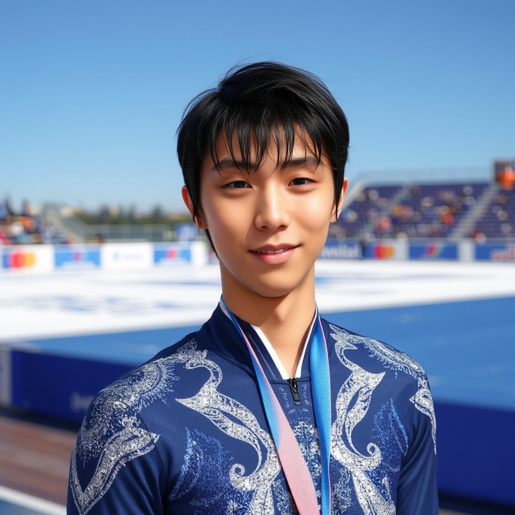A photorealistic,  medium shot of Yuzuru Hanyu,  a 21-year-old figure skater on Tensor.Art