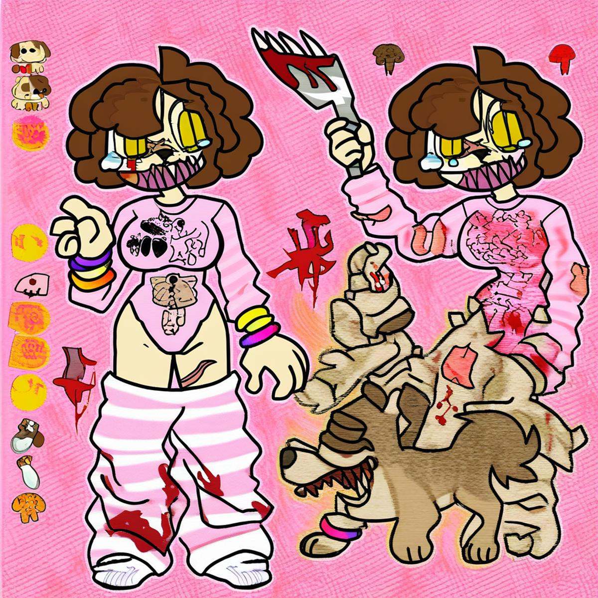 blood on face,  tears,  loose socks on Tensor.Art