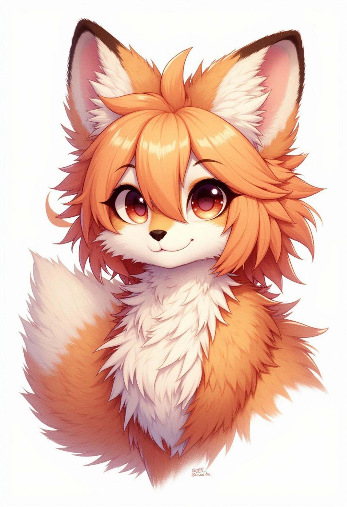 award winning beautiful portrait commission of a female furry anthro red fox fursona with a fluffy tail and a cute beautif...