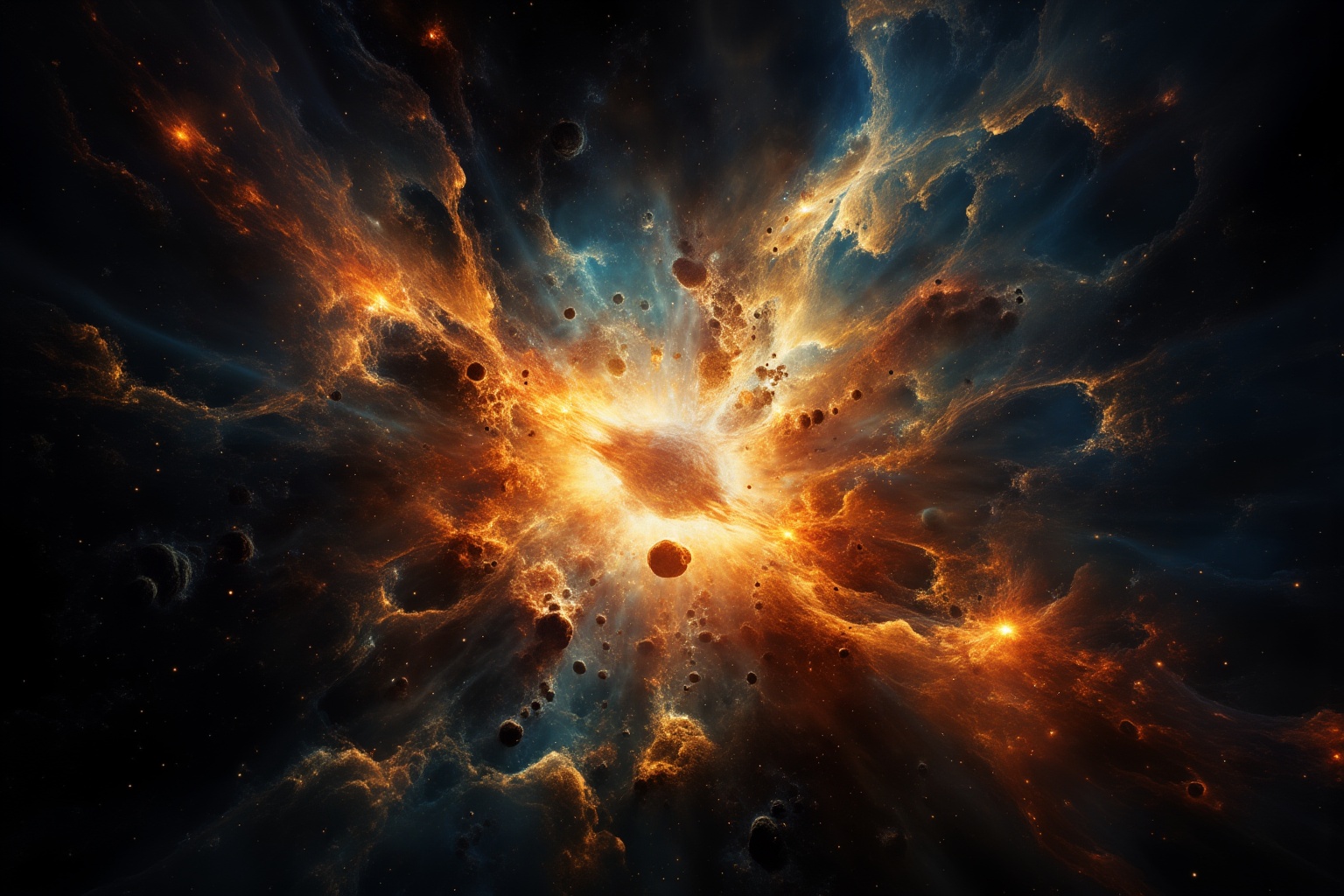 In a vast expanse of deep space,  a supernova explosion illuminates the cosmos,  casting an ethereal glow on the surroundi...