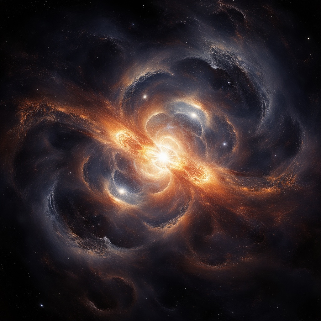 In a vast expanse of deep space,  a supernova explosion illuminates the cosmos,  casting an ethereal glow on the surroundi...