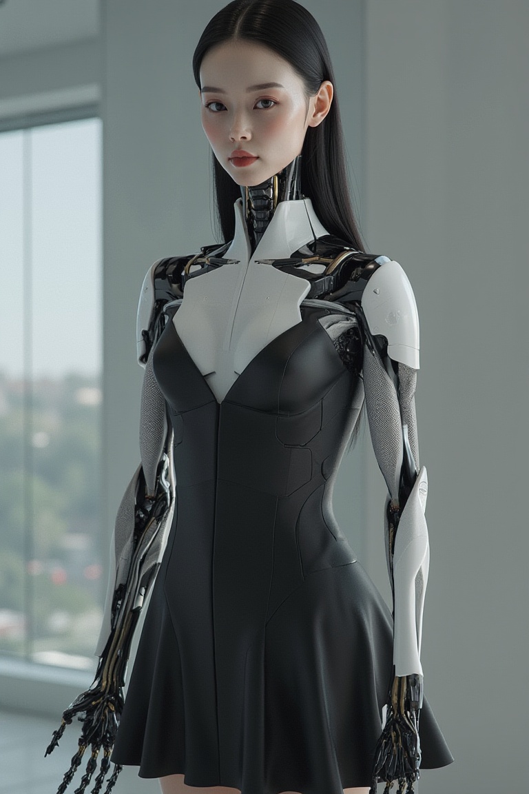 beautiful 20 years old korean robot women wearing office uniform,  gynoid on Tensor.Art