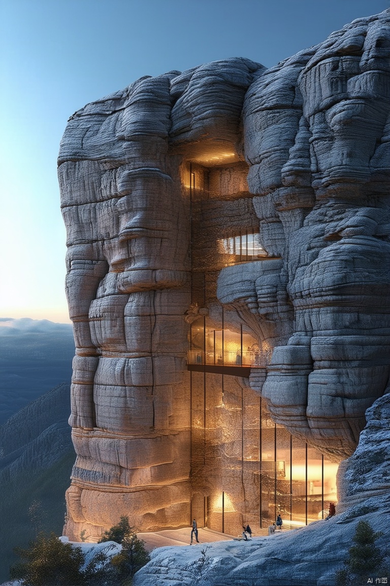 Architectural rendering,architectural design,Rock architecture,Rock buildings,sky,no humans,scenery,building