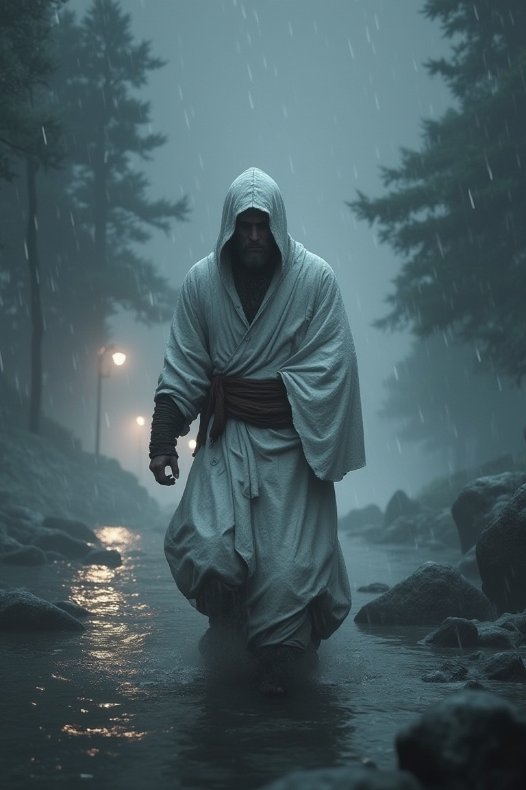 a man wearing white robe,  game engine,  unreal engine on Tensor.Art