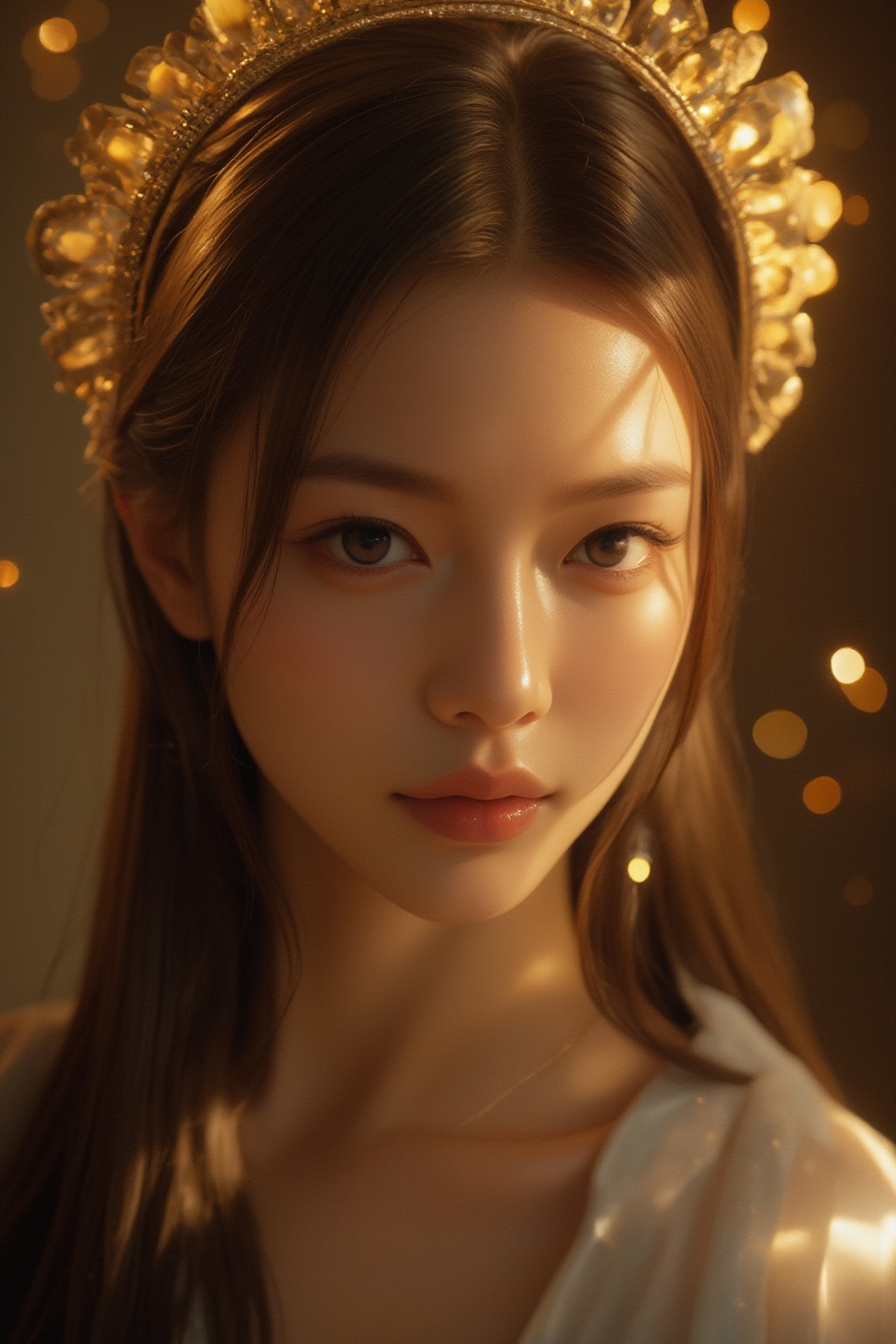 A portrait of a Byzantine style girl with golden background. ,  ,  portrait on Tensor.Art