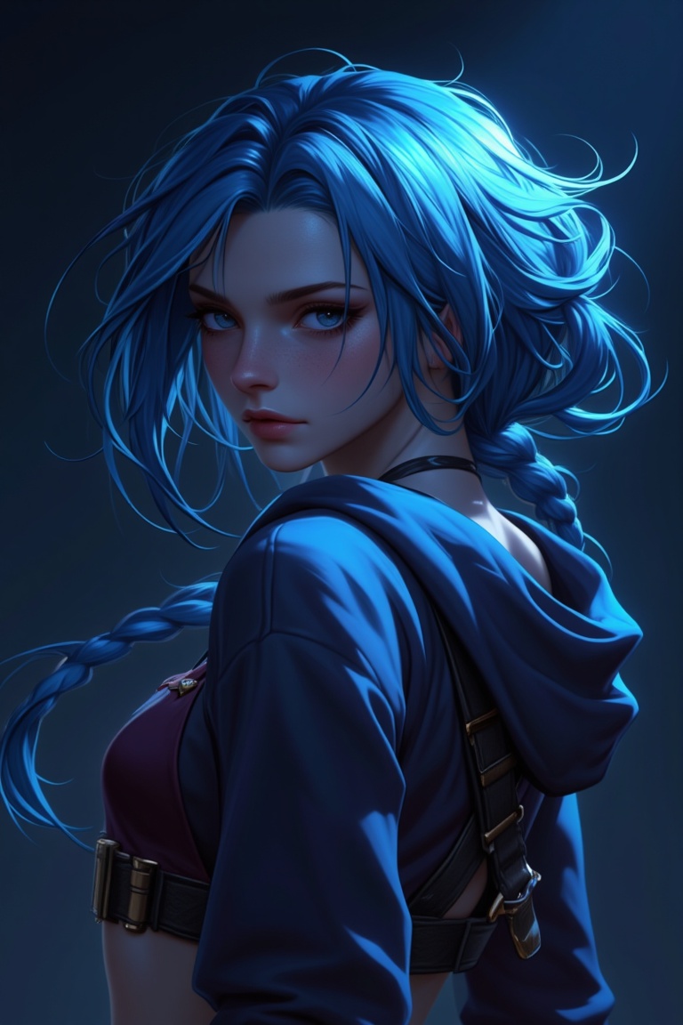 jinxkaryln,  jinx league of legends,  cold color tone on Tensor.Art