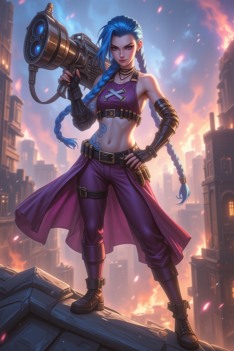 jinxkaryln,  jinx league of legends,  a woman in Jinx outfit on Tensor.Art
