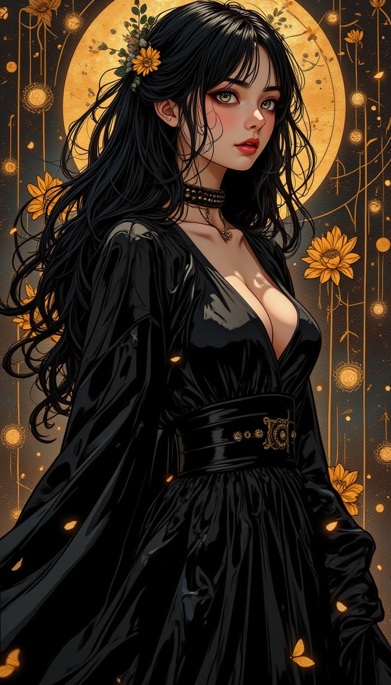 Fashion art style,  woman in black,  trippy Pandora fantasy on Tensor.Art