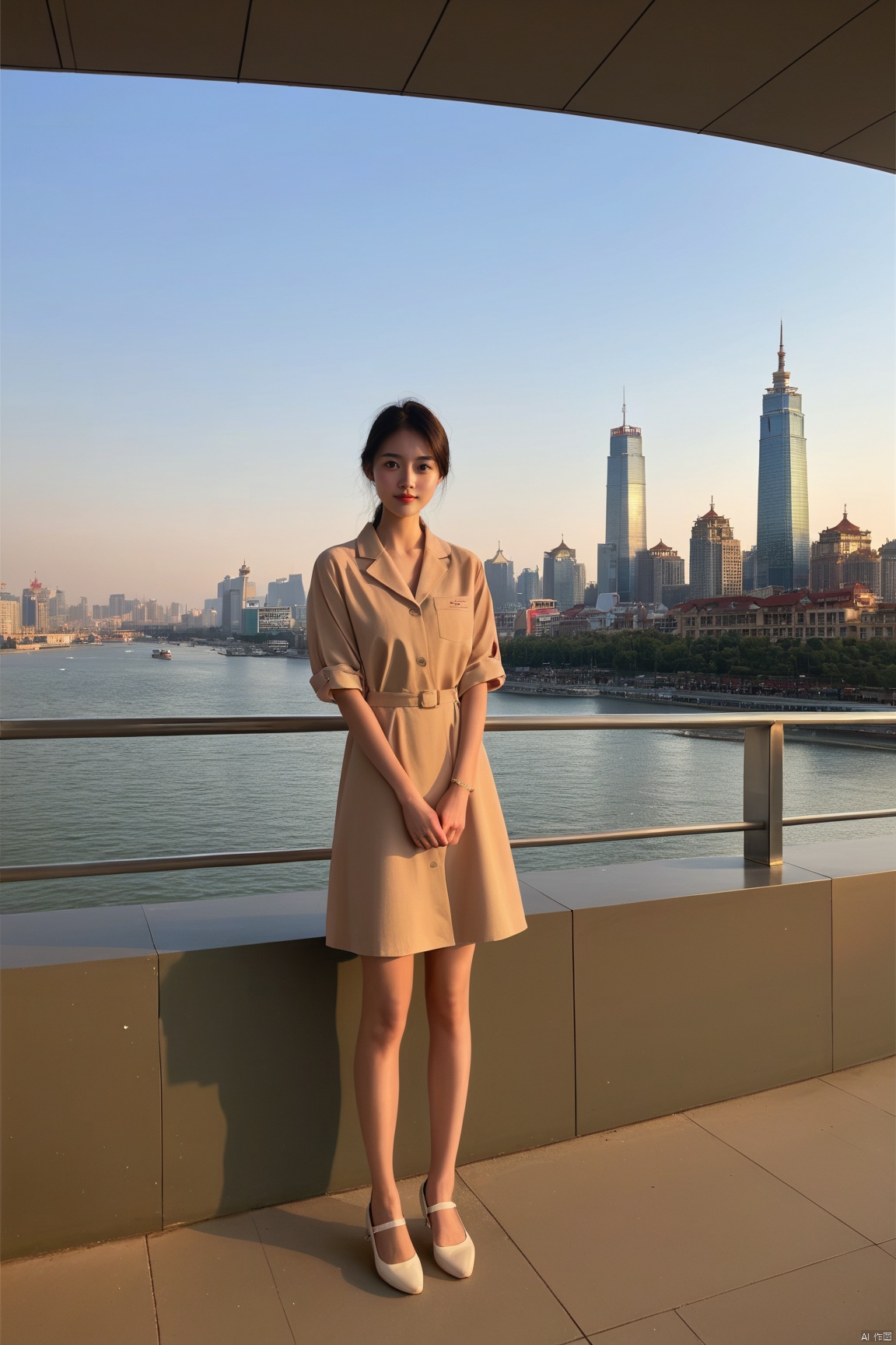 (realism:1.4), perfect light and shadow, Professional lighting, 1girl \(12-years-old cute Chinese and Korean mixed kid\), solo, full-body, skyline Beijing city, professional photography, cinematic_lighting, (super clear), extremely Detailed background, score_9, score_8_up, score_7_up, 
