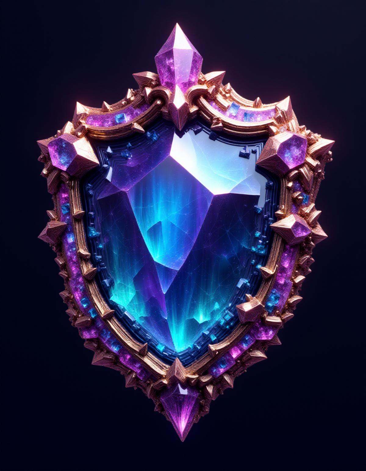 A shield made of crystals in the bism2 style  <lora:bism2:1>