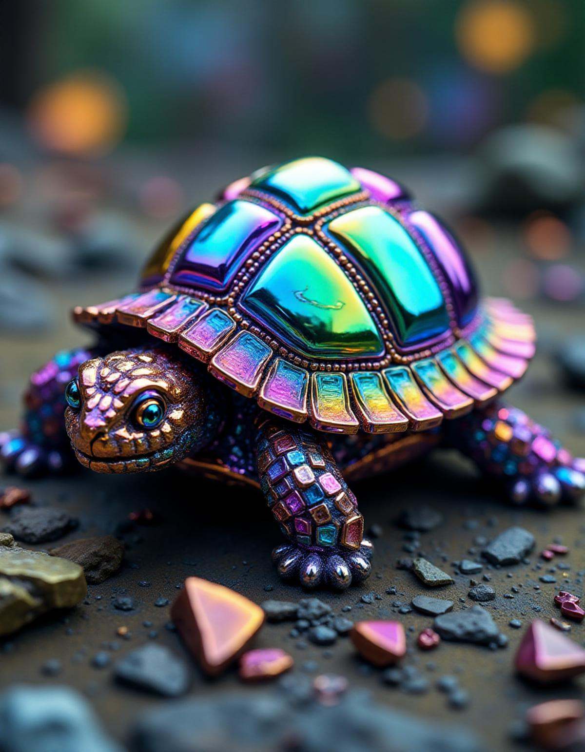 A turtle made of crystals in the bism2 style  <lora:bism2:1>