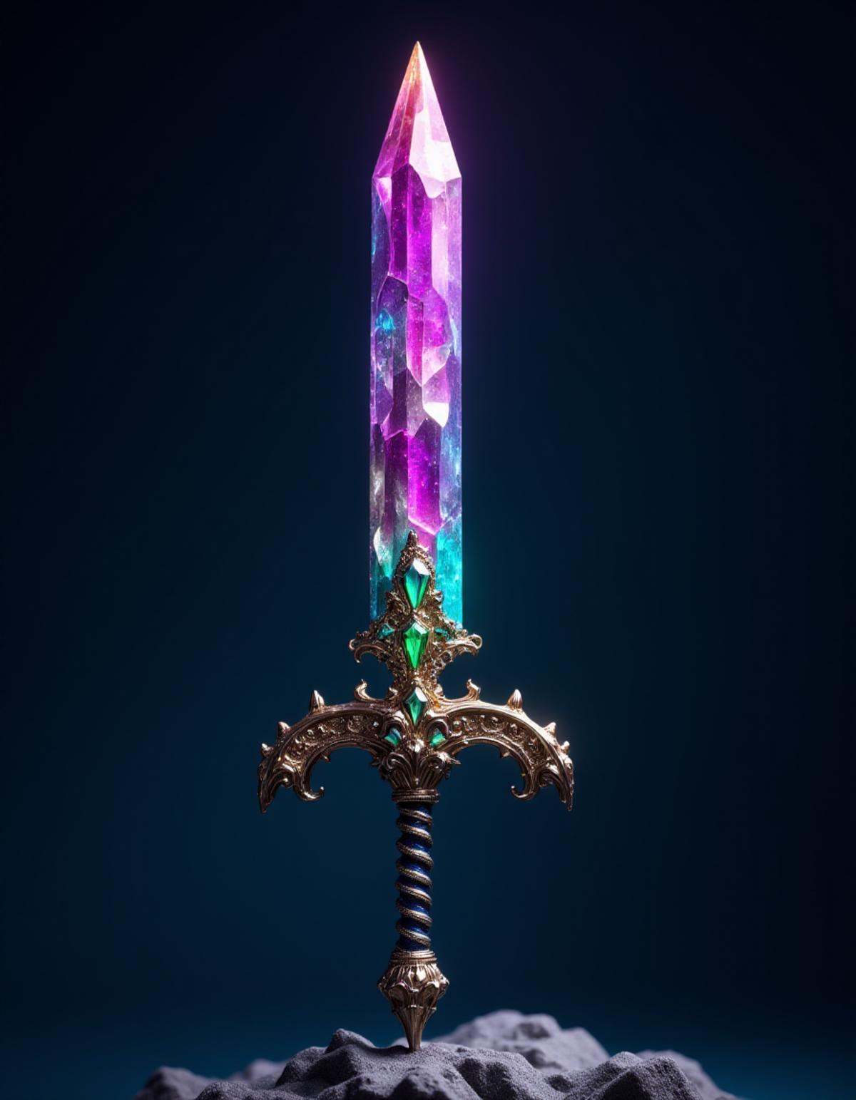 A sword made of crystals in the bism2 style  <lora:bism2:1>