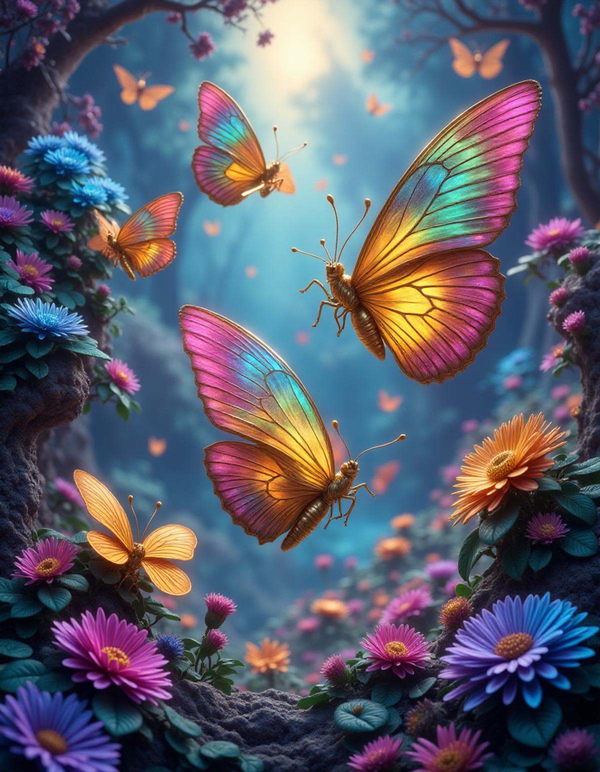 Spiritual Butterflies flying in a dream world in the bism2 style  <lora:bism2:1>
