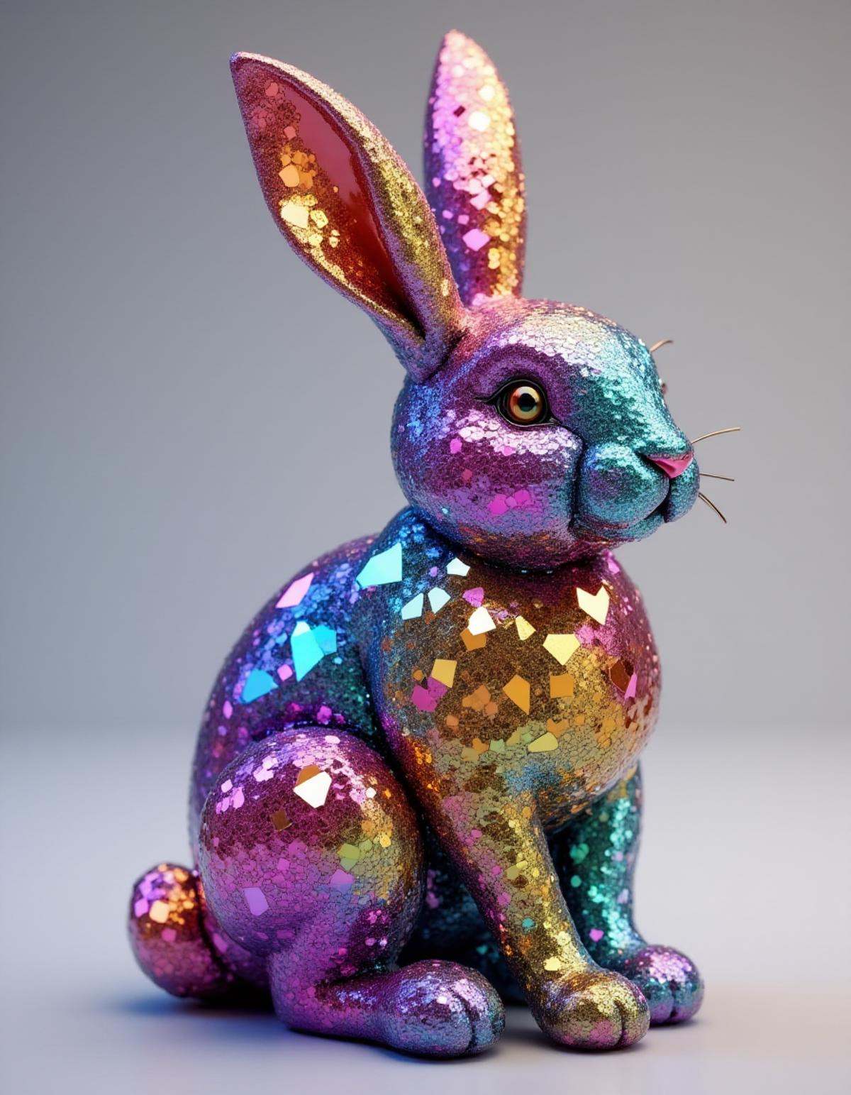 A rabbit made of crystals in the bism2 style <lora:bism2:1>