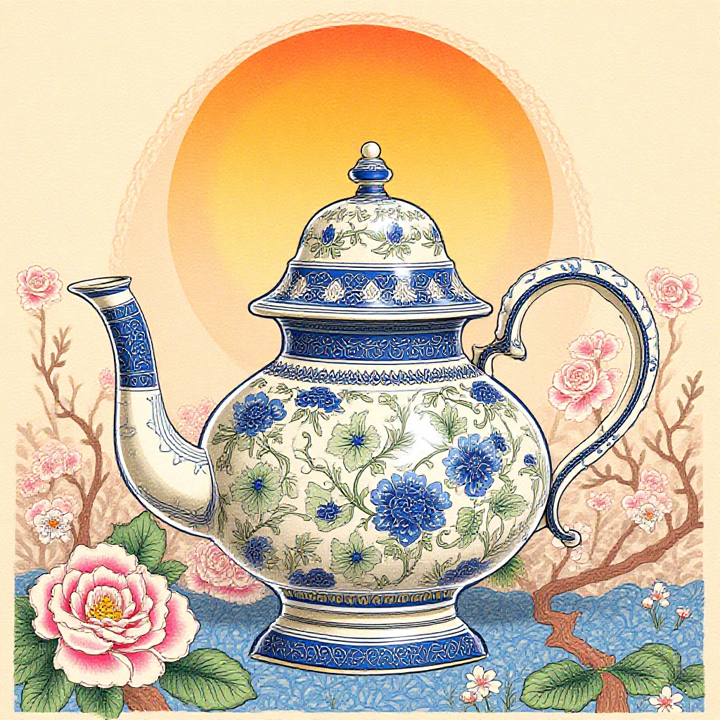 (Teapot moroccan style,  Ukiyo-E),  traditional Japanese woodblock print on Tensor.Art