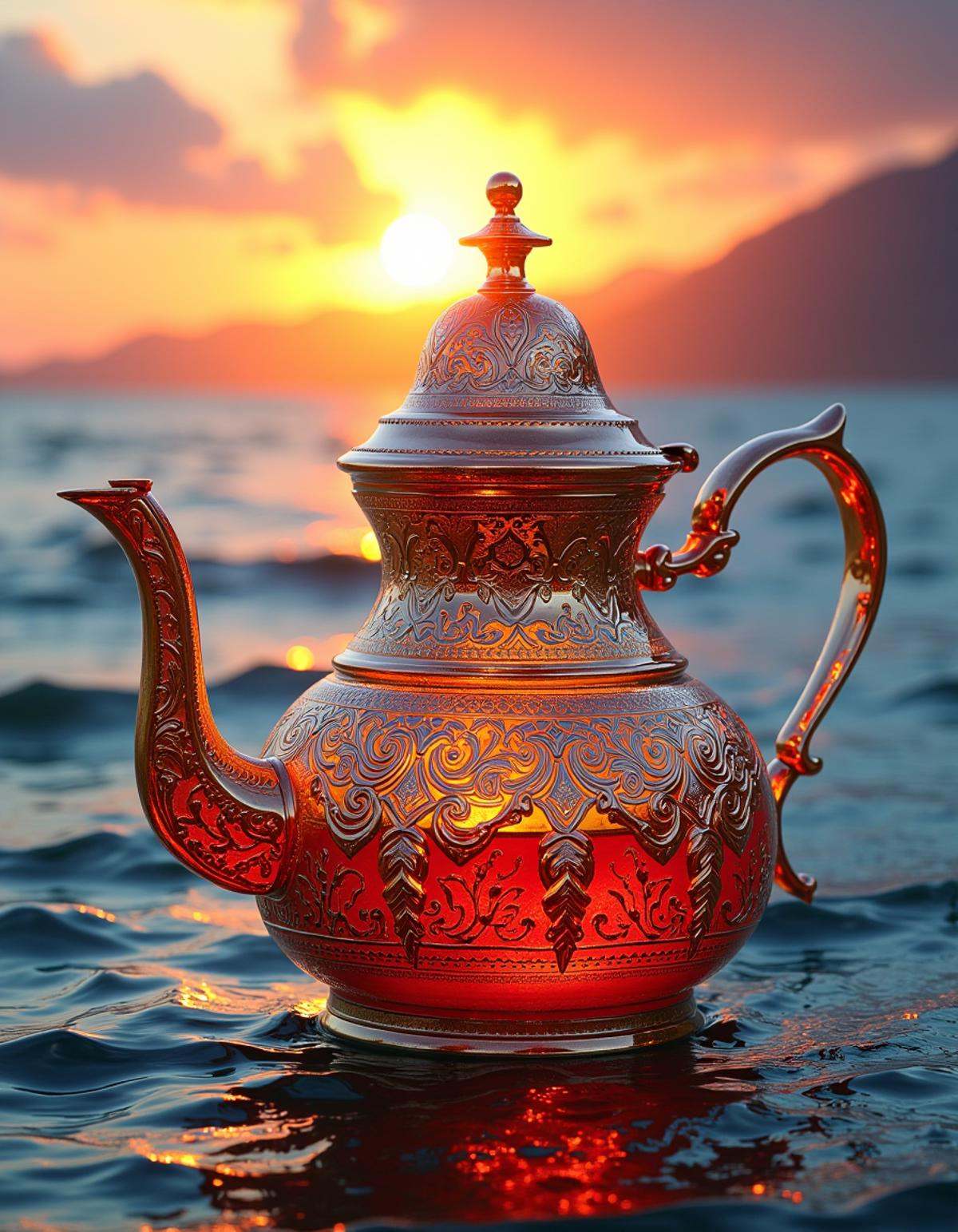 ethereal fantasy concept art of teapot,  RAW photo,  title text "ATAI FLUX" on Tensor.Art