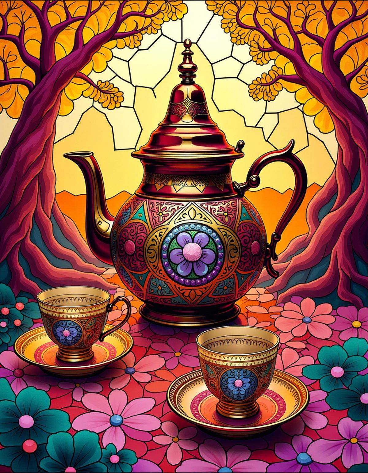 teapot,  teacups,  and on Tensor.Art