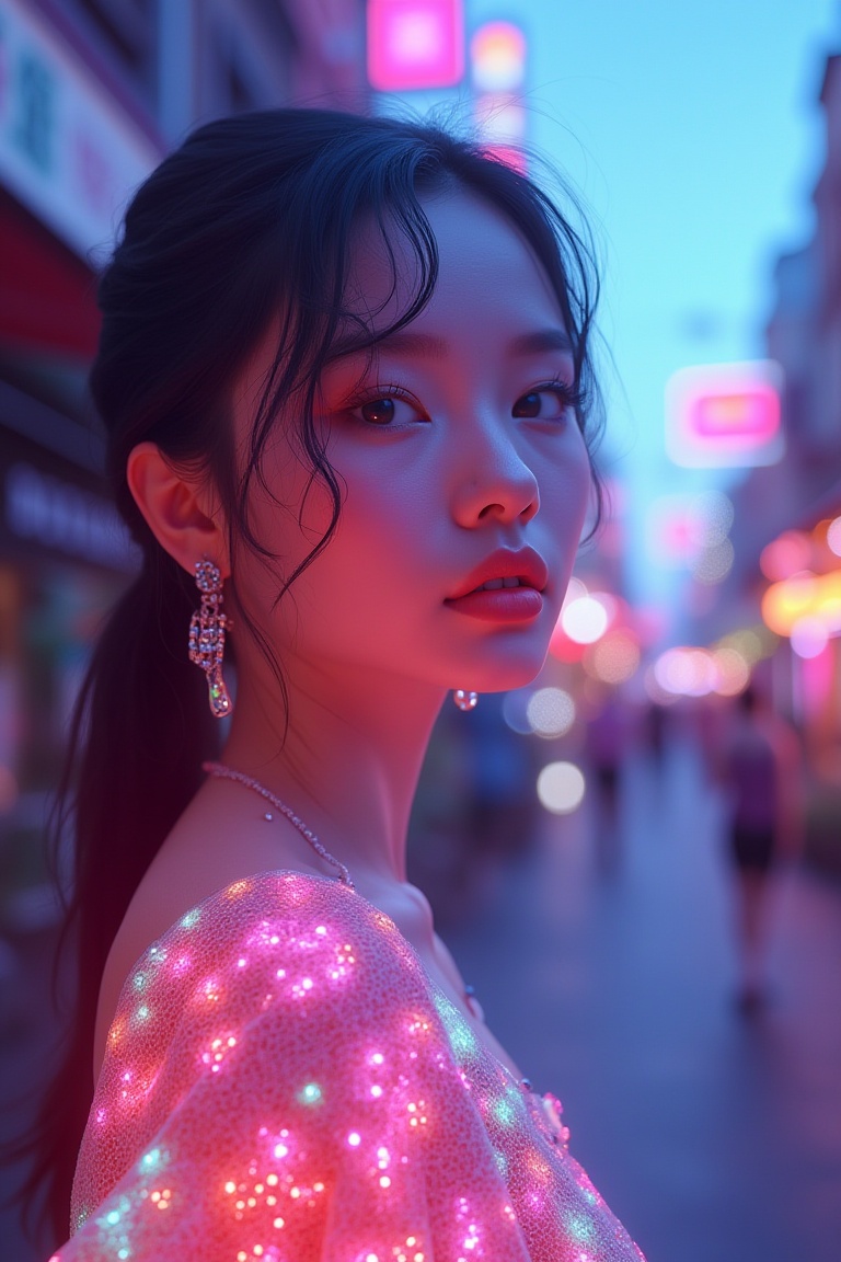 Capture a hyper-realistic 8K photo masterpiece featuring a beautiful face with translucent luminous qualities,  shot in na...