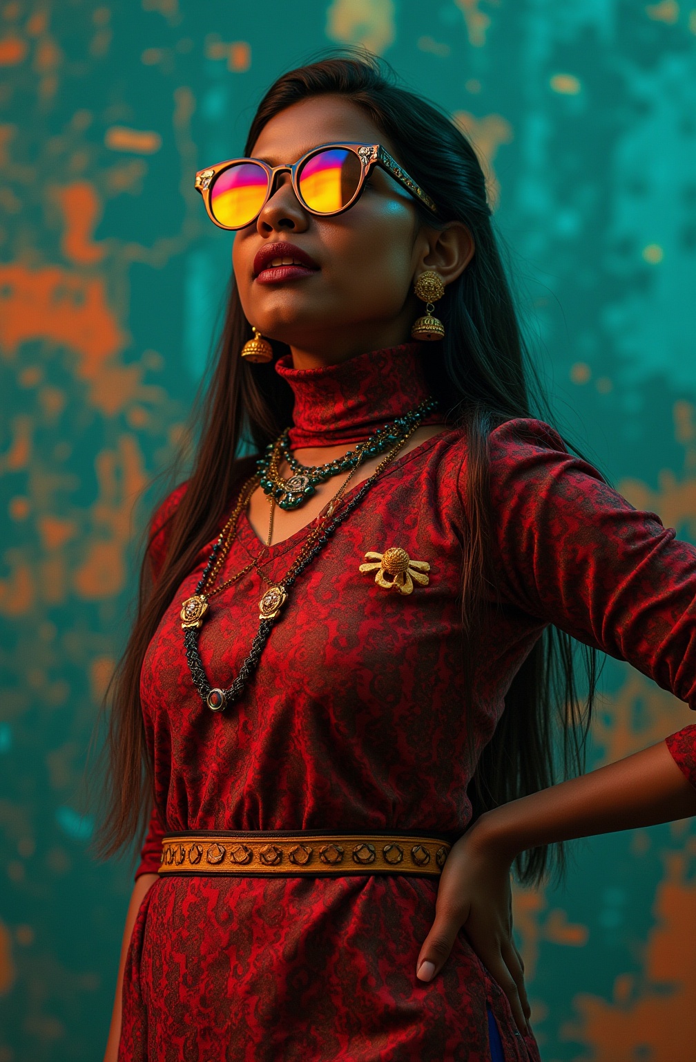 Mallu girl stylish morden dress,  nice curvy body,  sexy on Tensor.Art