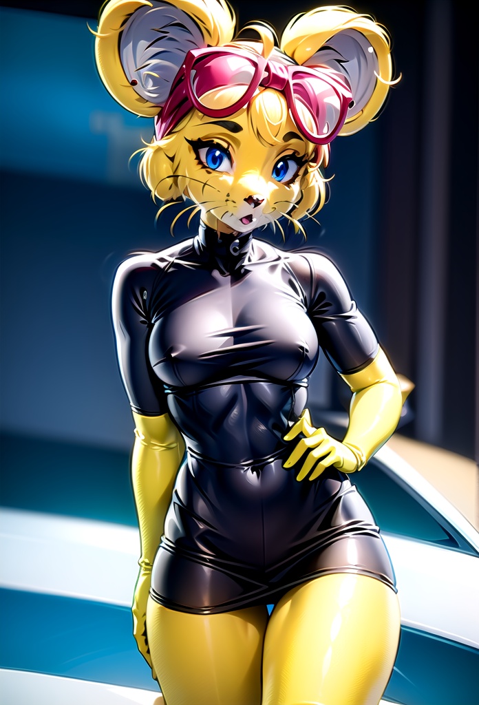 Pipsy,  mini dress,  yellow fur on Tensor.Art