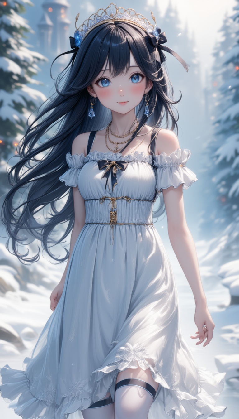White Snow girl,  looking at viewer,  blush on Tensor.Art