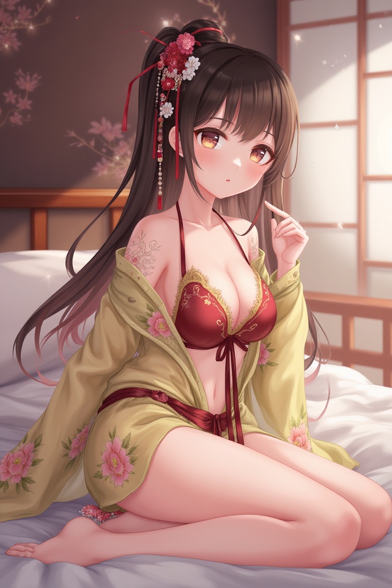 1 girl,  hanfu,  bed room on Tensor.Art