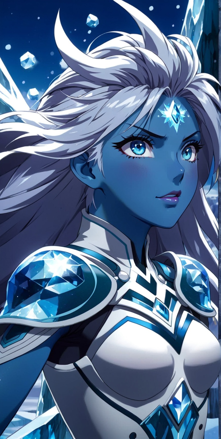 1girl_ice,  frost armor suit,  elemental on Tensor.Art