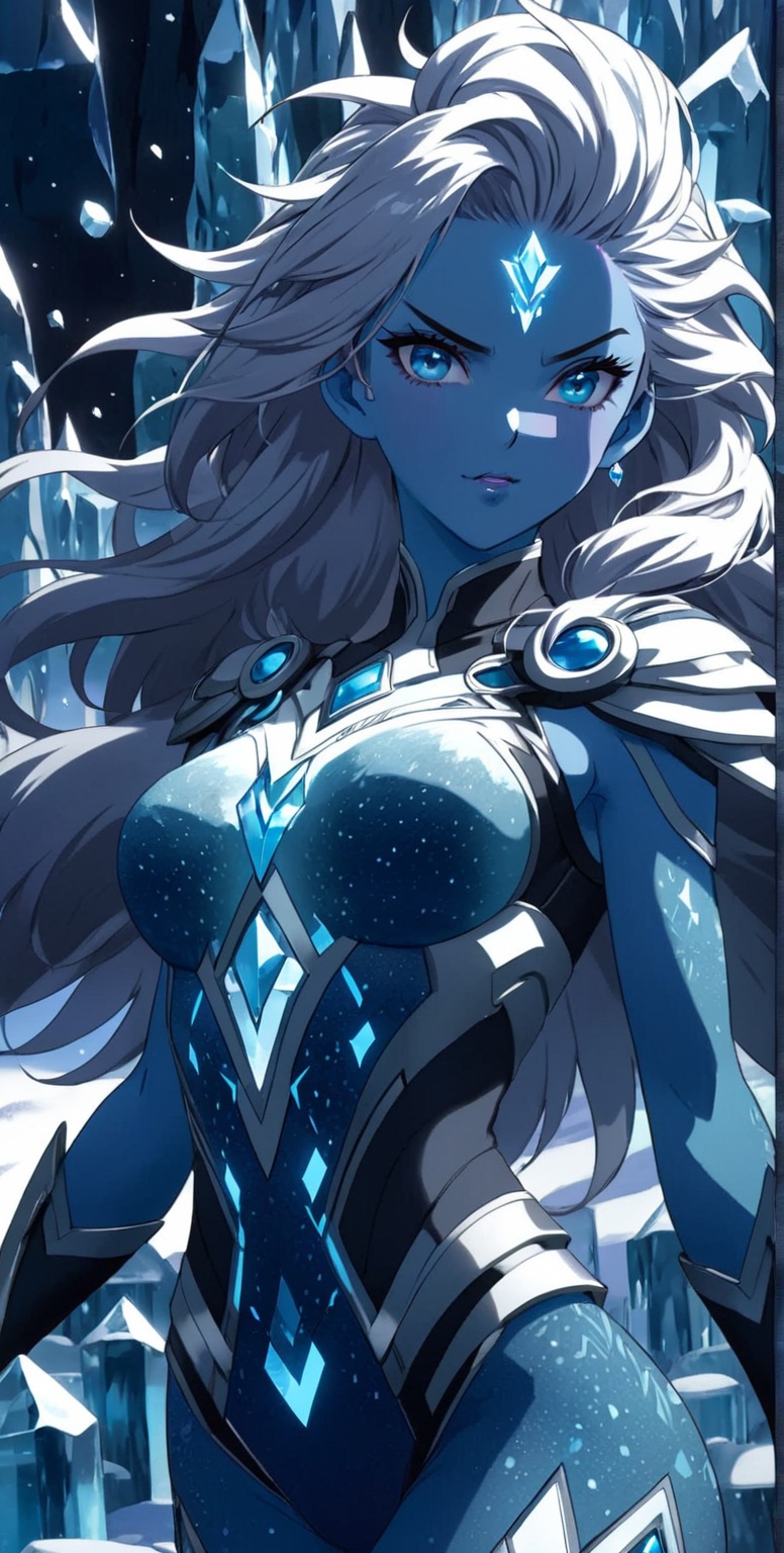 1girl_ice,  frost armor suit,  elemental on Tensor.Art