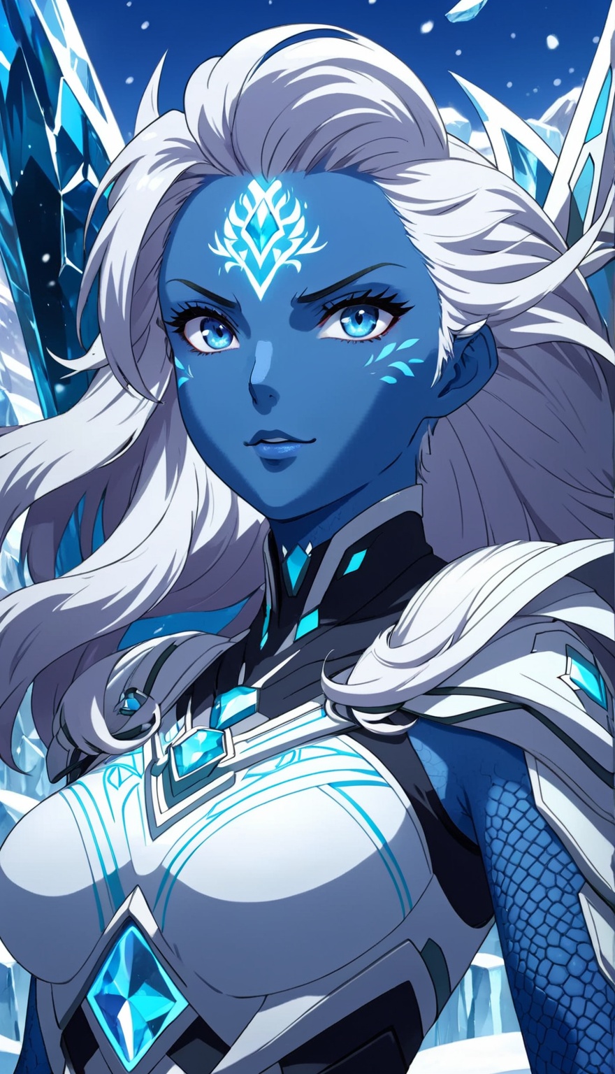 1girl_ice,  frost armor suit,  elemental on Tensor.Art