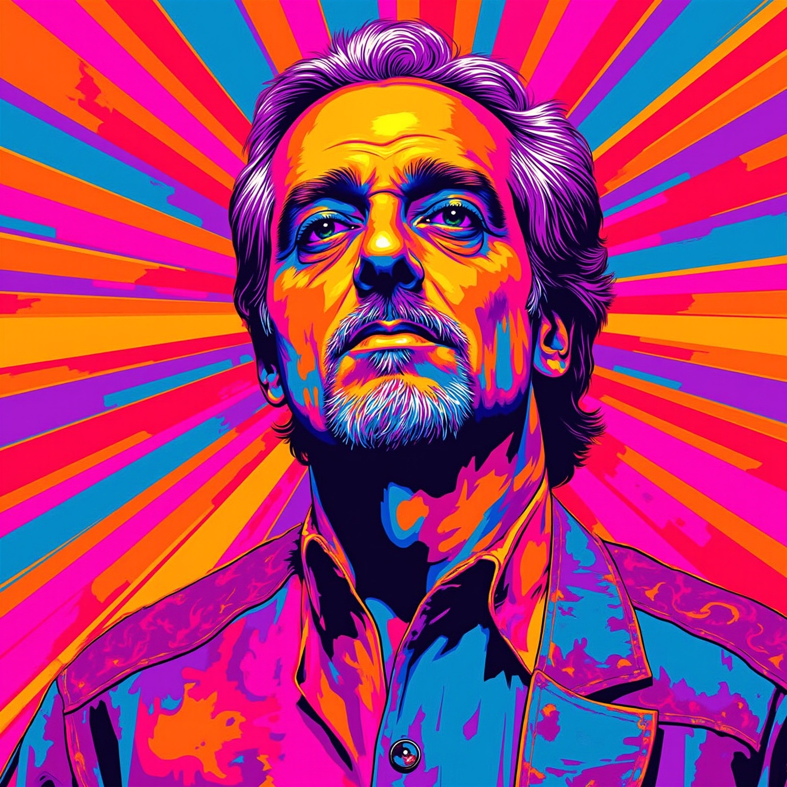 Stunning Vector digital art in the style of pop art,  I am always going be a old man hippie,  high contrast on Tensor.Art