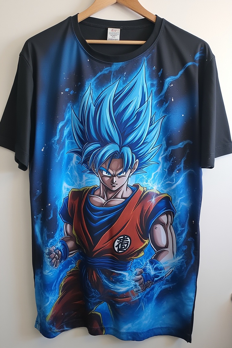 T-shirt,  super sayian blue goku design,  (masterpiece) on Tensor.Art