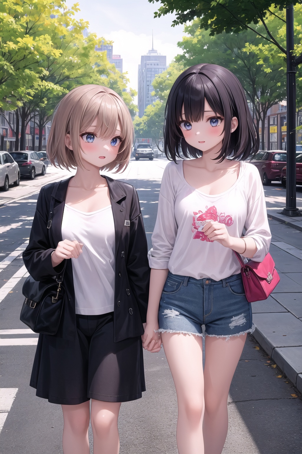(masterpiece),  2girls,  casual on Tensor.Art