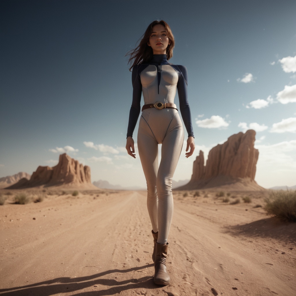 Realistic 16K resolution photography of 1girl walking on desert,  break,  1girl on Tensor.Art