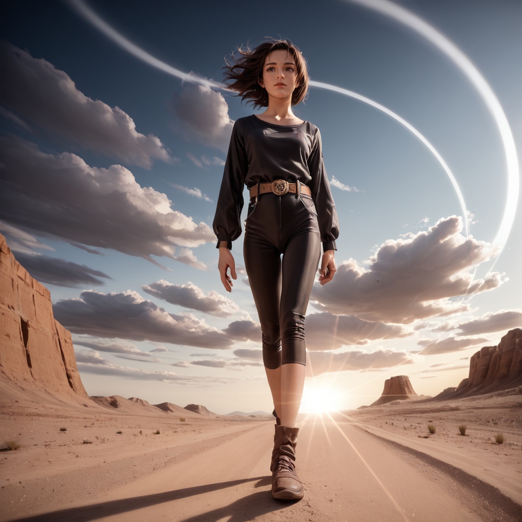 Realistic 16K resolution photography of 1girl walking on desert,  break,  1girl on Tensor.Art