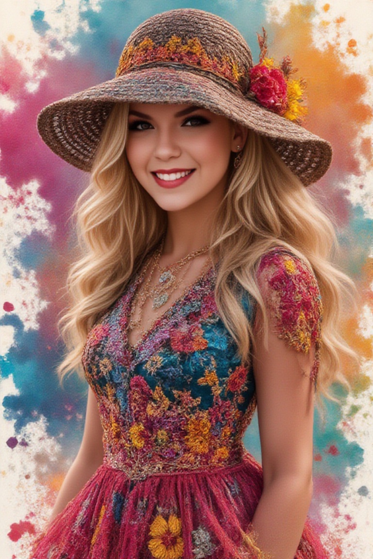 zaya,  Modern young woman garbed in a fusion of contemporary fashion,  captured in alcohol ink on Tensor.Art