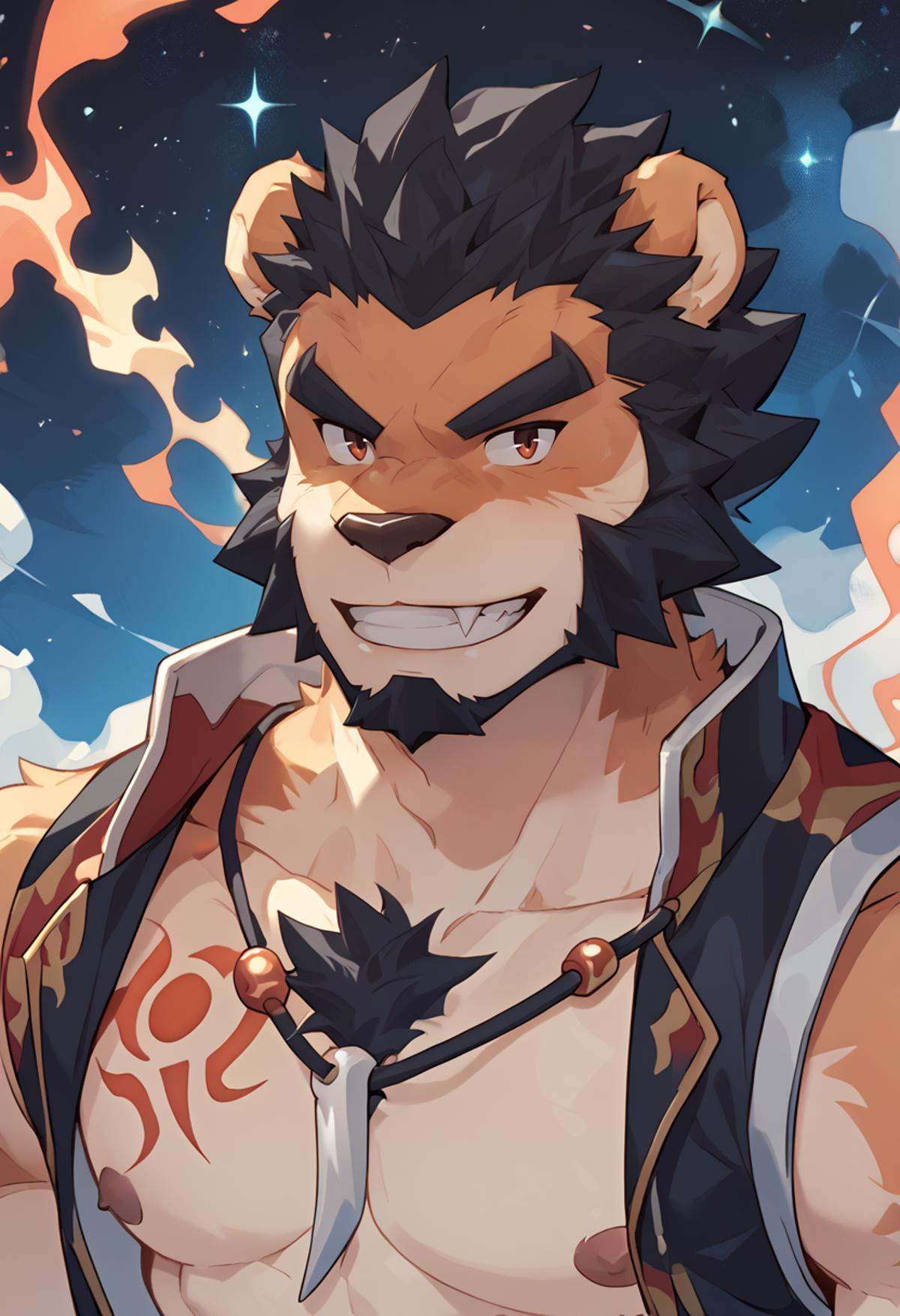 alcanderlion,  bara,  black hair on Tensor.Art