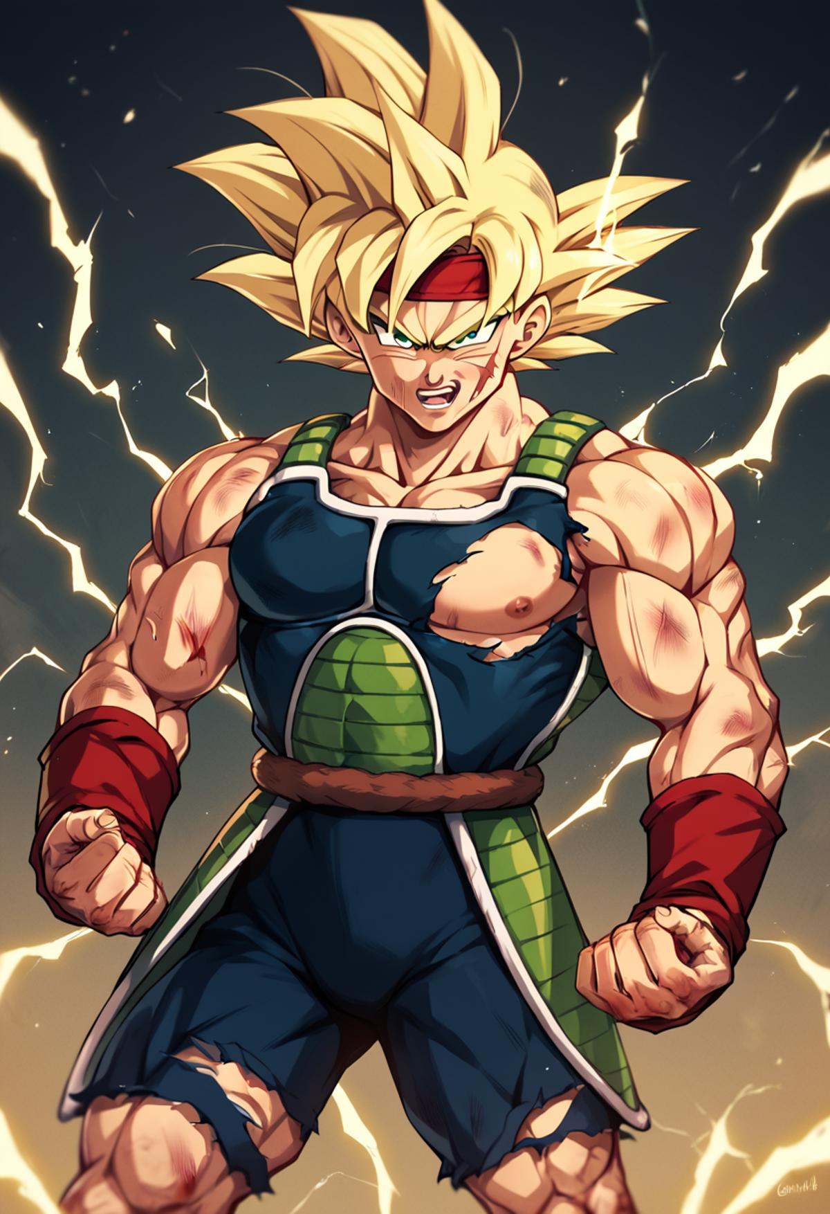 bardock,  1boy,  bare shoulders on Tensor.Art