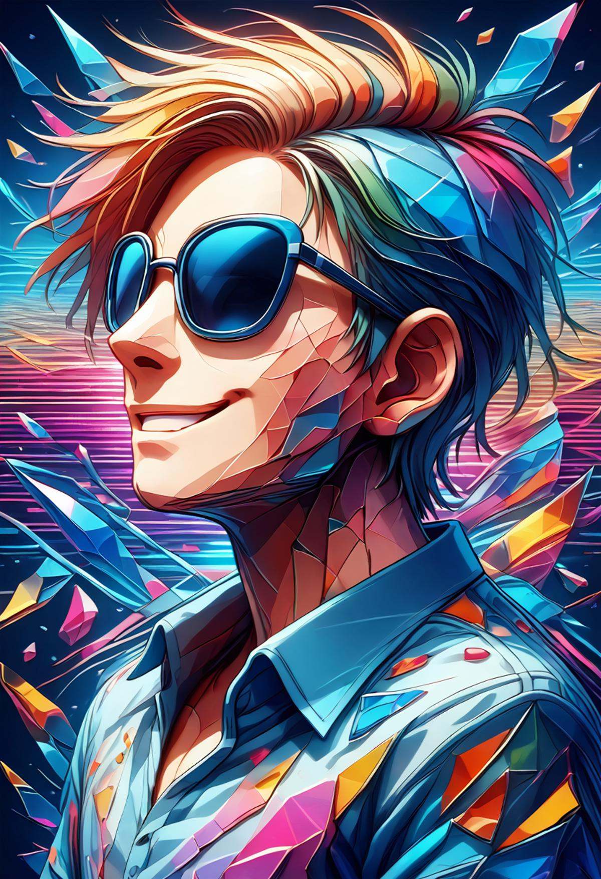 glass shard,  male,  portrait by Soxan on Tensor.Art