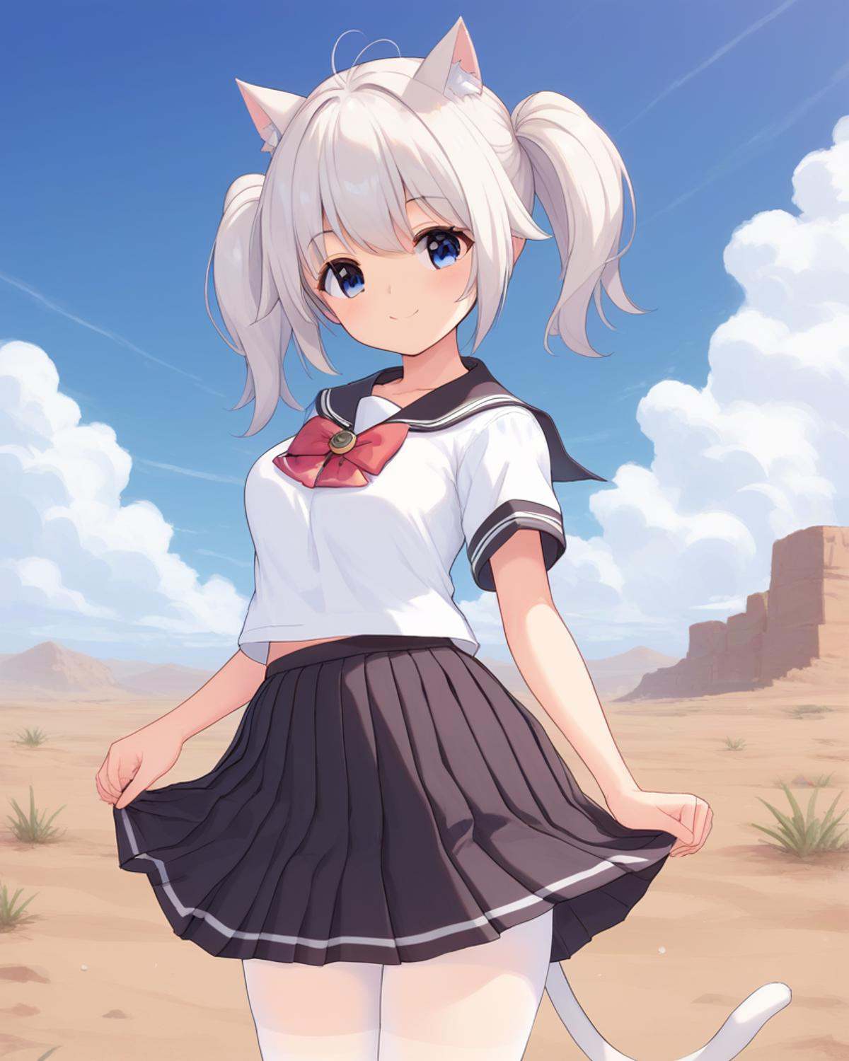 junneko,  twintails,  white hair on Tensor.Art