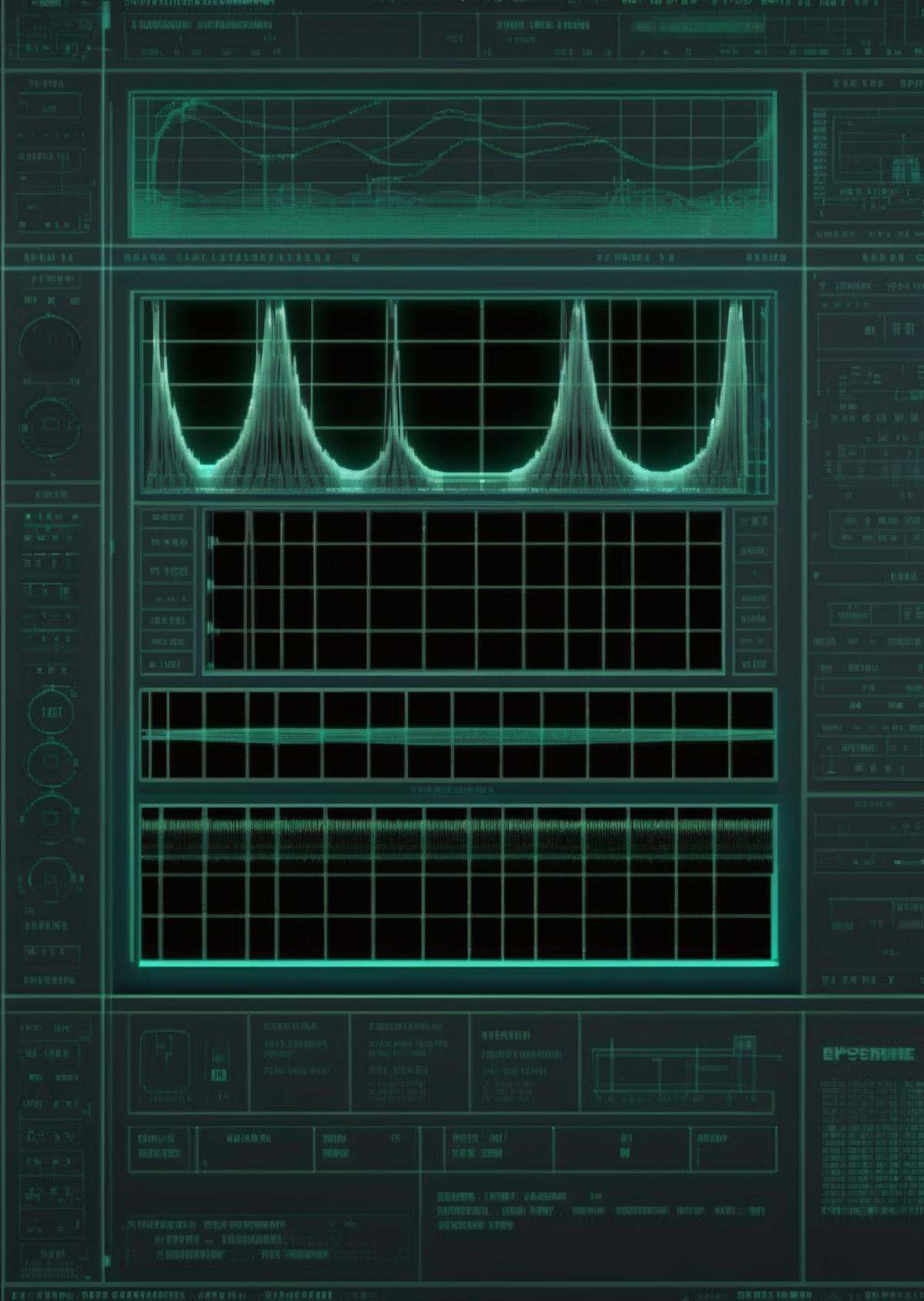 a screenshot , Waveform Terminal: Oscillating sound waves visualized on an analog screen. , Epsylon Point, vfx, computer graphics,  (cgi, a wireframe) diagram, net art<lora:cyberui_sdxl:1.0>