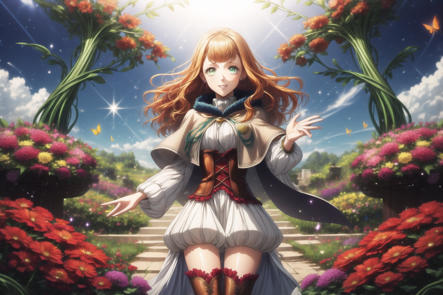 1girl,  mimosa vermillion,  orange hair on Tensor.Art